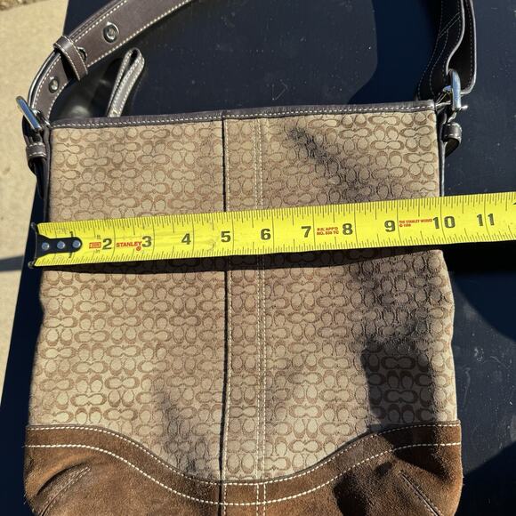 Vintage Coach Signature Mini C Bag Canvas Suede Shoulder Bag Purse Brown F10944 - Picture 16 of 16